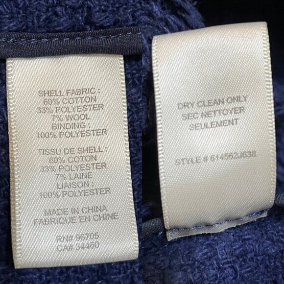 Rebecca Taylor Tweed Fringe Navy Blazer Jacket Women Size 4 - Picture 5 of 6